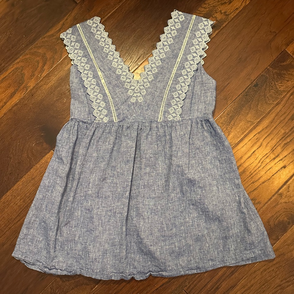 Isabel Maternity Shirt - Denim with Lace Detail - XS